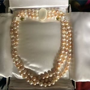 Authentic Cultured Pink and White Pearl Necklace